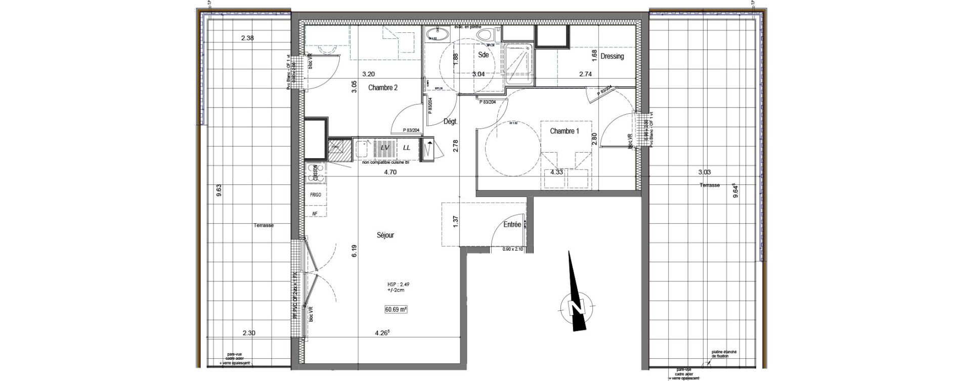 Appartement T3 de 60,69 m2 &agrave; Vannes Beaupr&eacute; - la lande - le hesqueno - grasdor