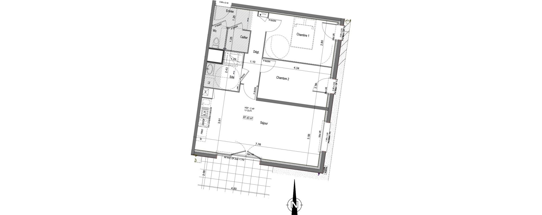 Appartement T3 de 67,43 m2 &agrave; Vannes Beaupr&eacute; - la lande - le hesqueno - grasdor