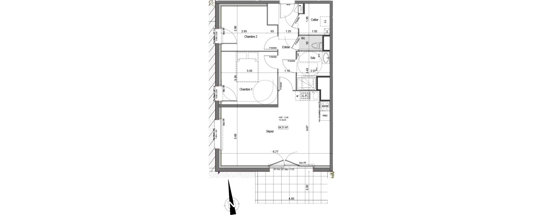 Appartement T3 de 64,51 m2 &agrave; Vannes Beaupr&eacute; - la lande - le hesqueno - grasdor