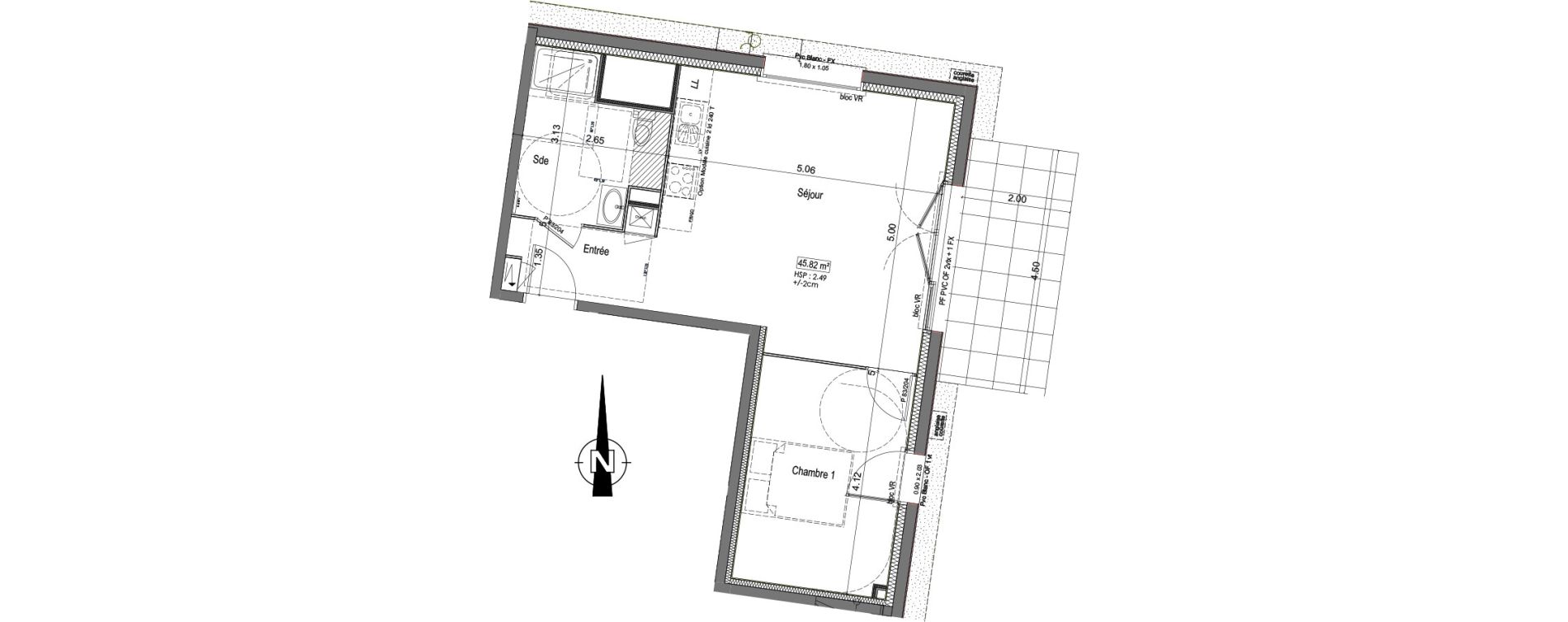 Appartement T2 de 45,82 m2 &agrave; Vannes Beaupr&eacute; - la lande - le hesqueno - grasdor