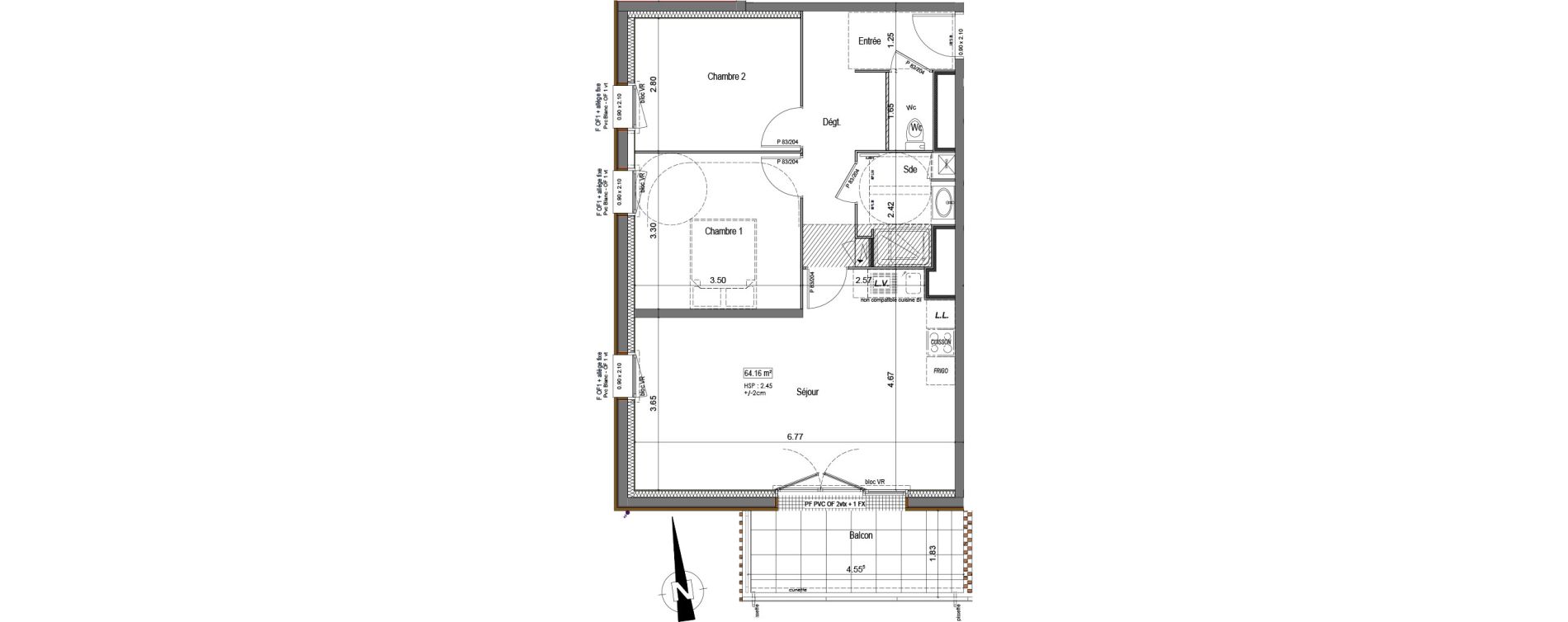 Appartement T3 de 64,16 m2 &agrave; Vannes Beaupr&eacute; - la lande - le hesqueno - grasdor