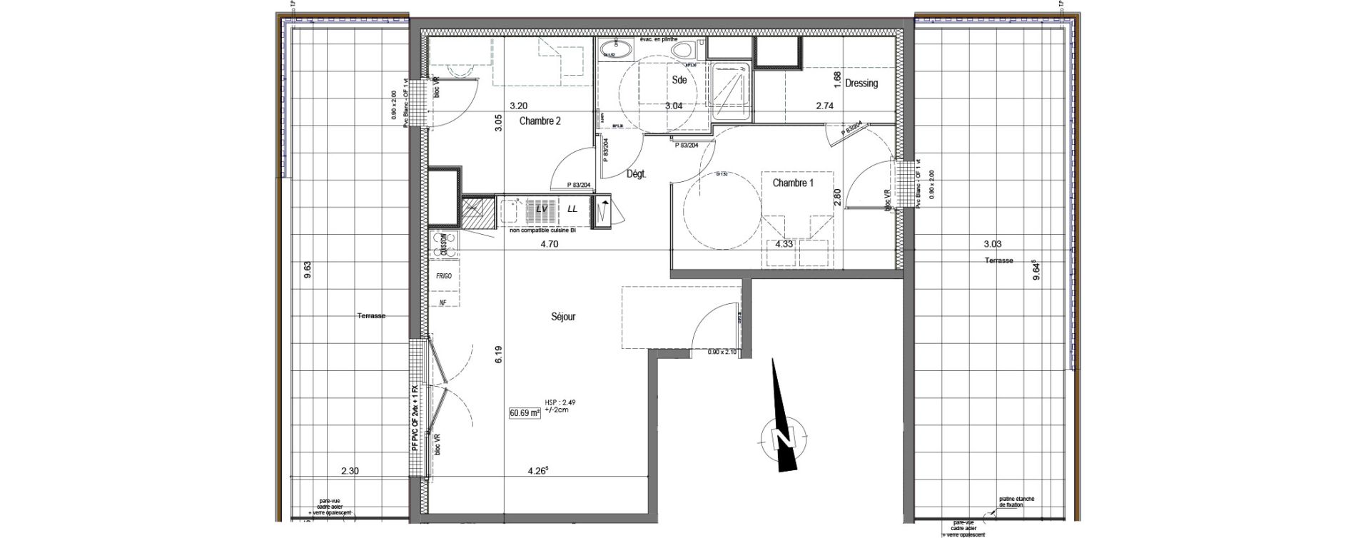 Appartement T3 de 60,69 m2 &agrave; Vannes Beaupr&eacute; - la lande - le hesqueno - grasdor
