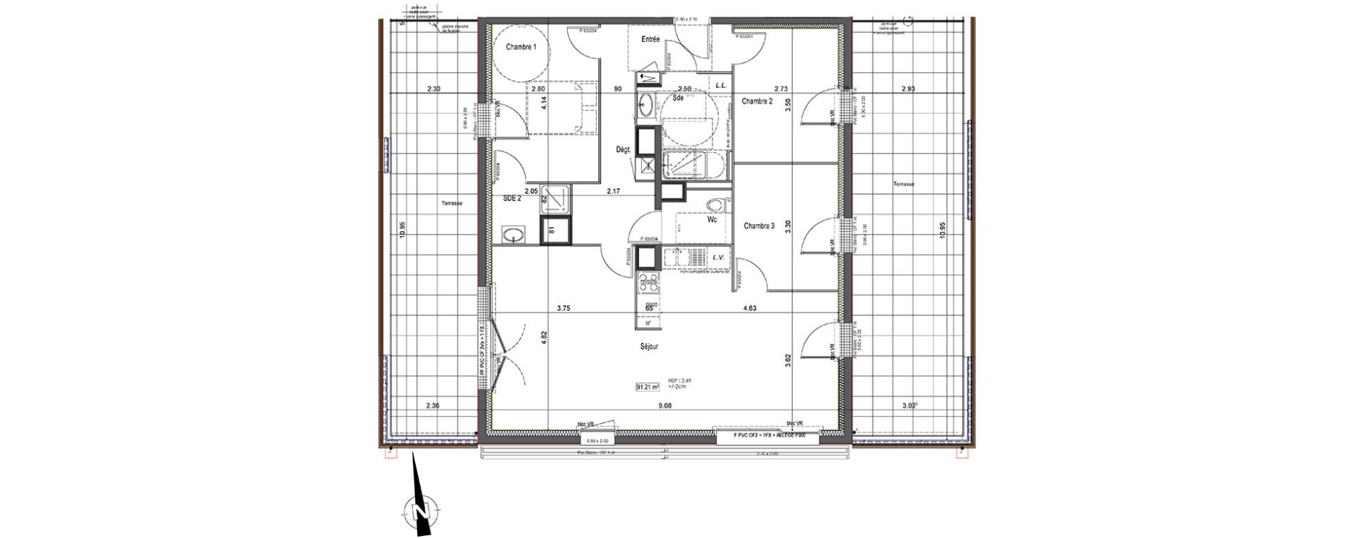 Appartement T4 de 91,21 m2 &agrave; Vannes Beaupr&eacute; - la lande - le hesqueno - grasdor
