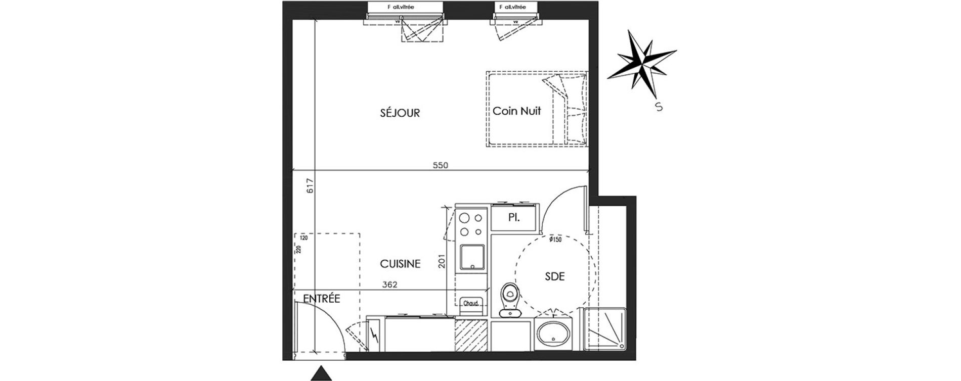 Appartement T1 bis de 34,48 m2 &agrave; Vannes Beaupr&eacute; - la lande - le hesqueno - grasdor