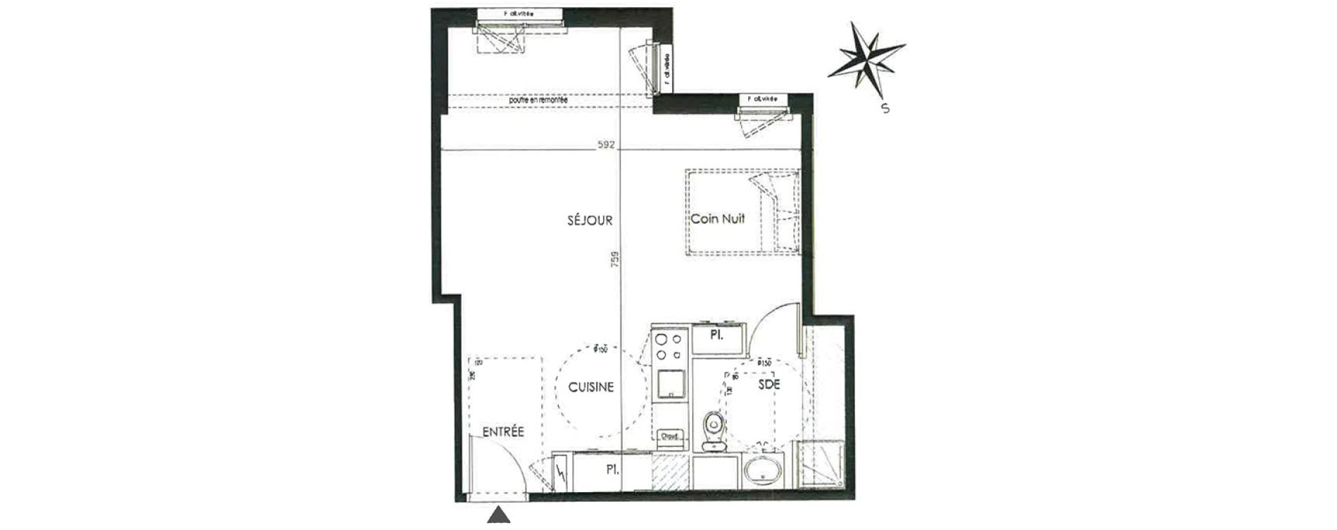 Appartement T1 bis de 40,78 m2 &agrave; Vannes Beaupr&eacute; - la lande - le hesqueno - grasdor