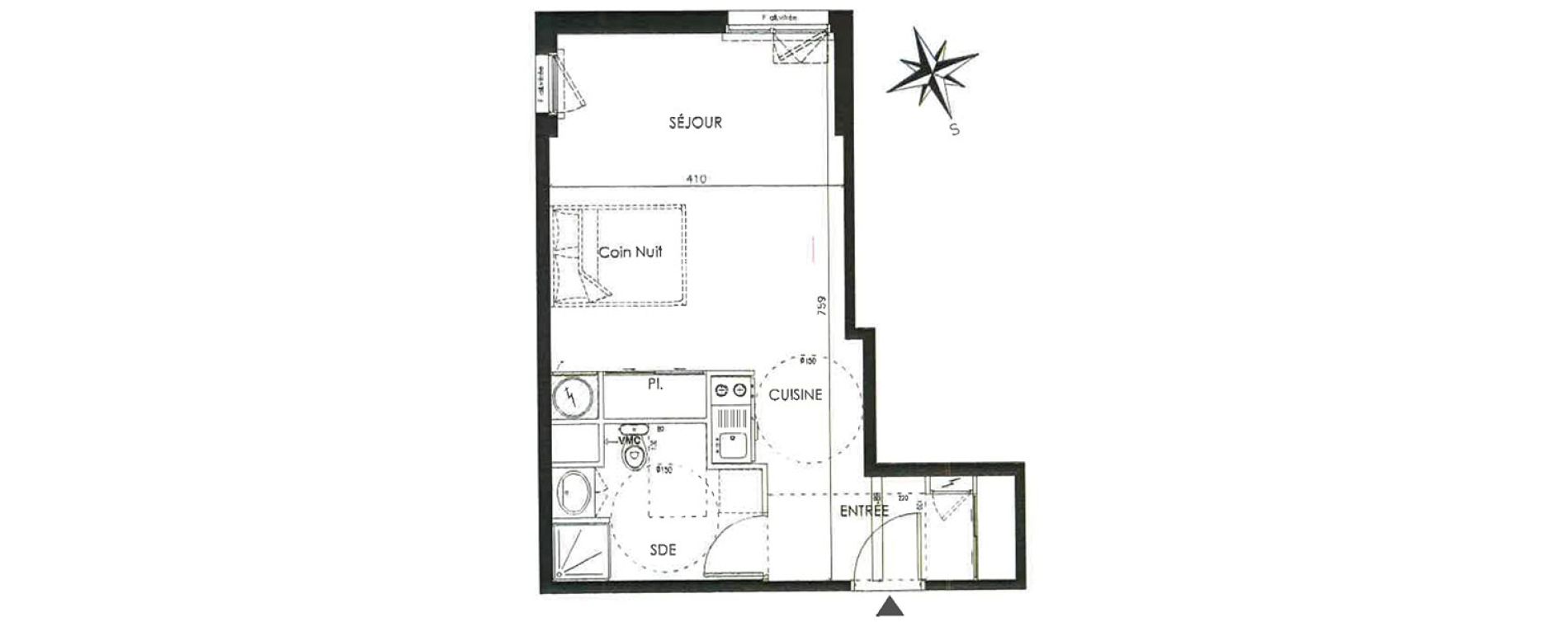 Appartement T1 de 33,21 m2 &agrave; Vannes Beaupr&eacute; - la lande - le hesqueno - grasdor