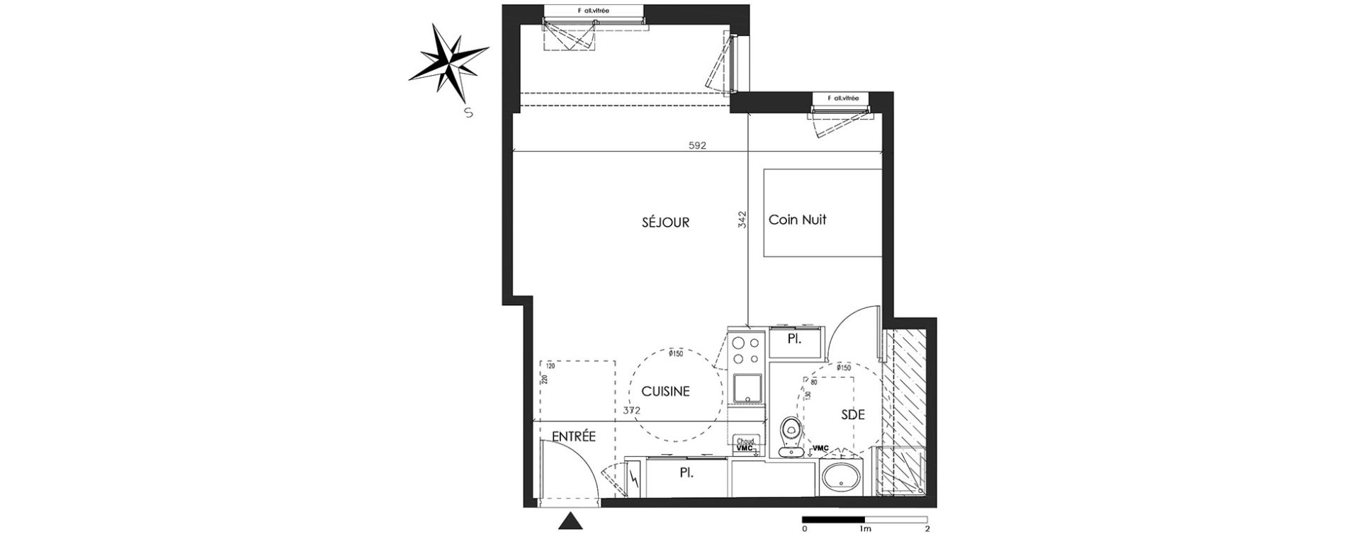 Appartement T1 bis de 40,37 m2 &agrave; Vannes Beaupr&eacute; - la lande - le hesqueno - grasdor