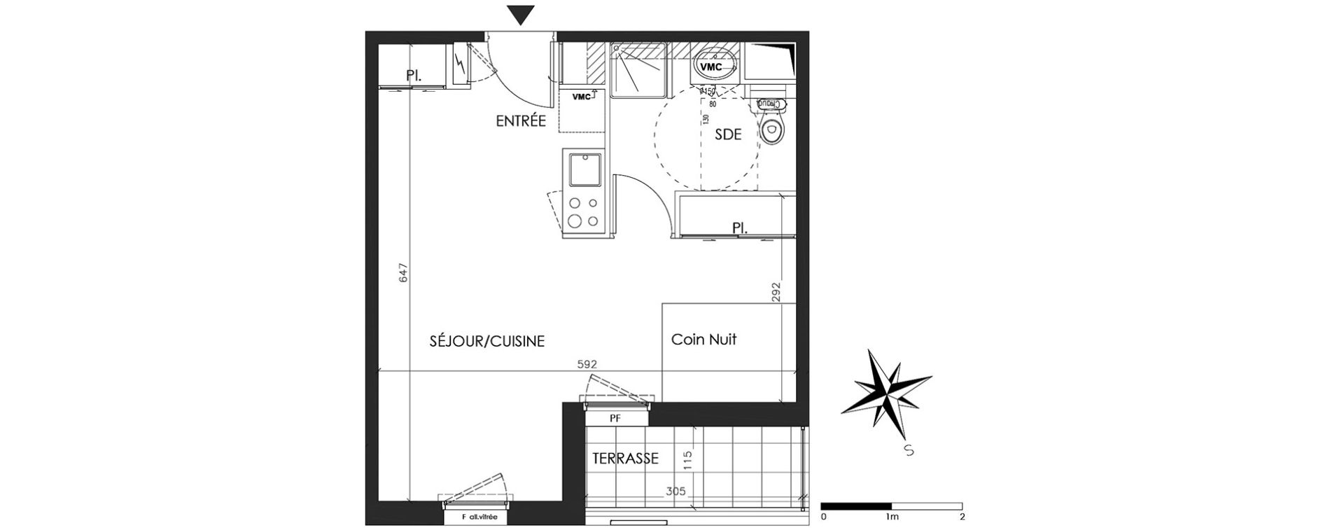 Appartement T1 bis de 32,39 m2 &agrave; Vannes Beaupr&eacute; - la lande - le hesqueno - grasdor
