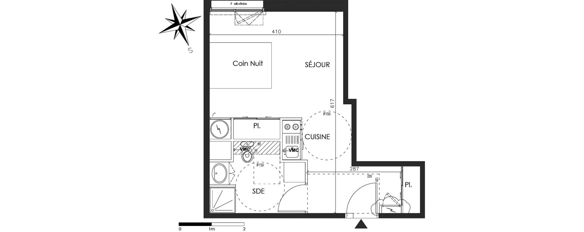 Appartement T1 de 27,79 m2 &agrave; Vannes Beaupr&eacute; - la lande - le hesqueno - grasdor
