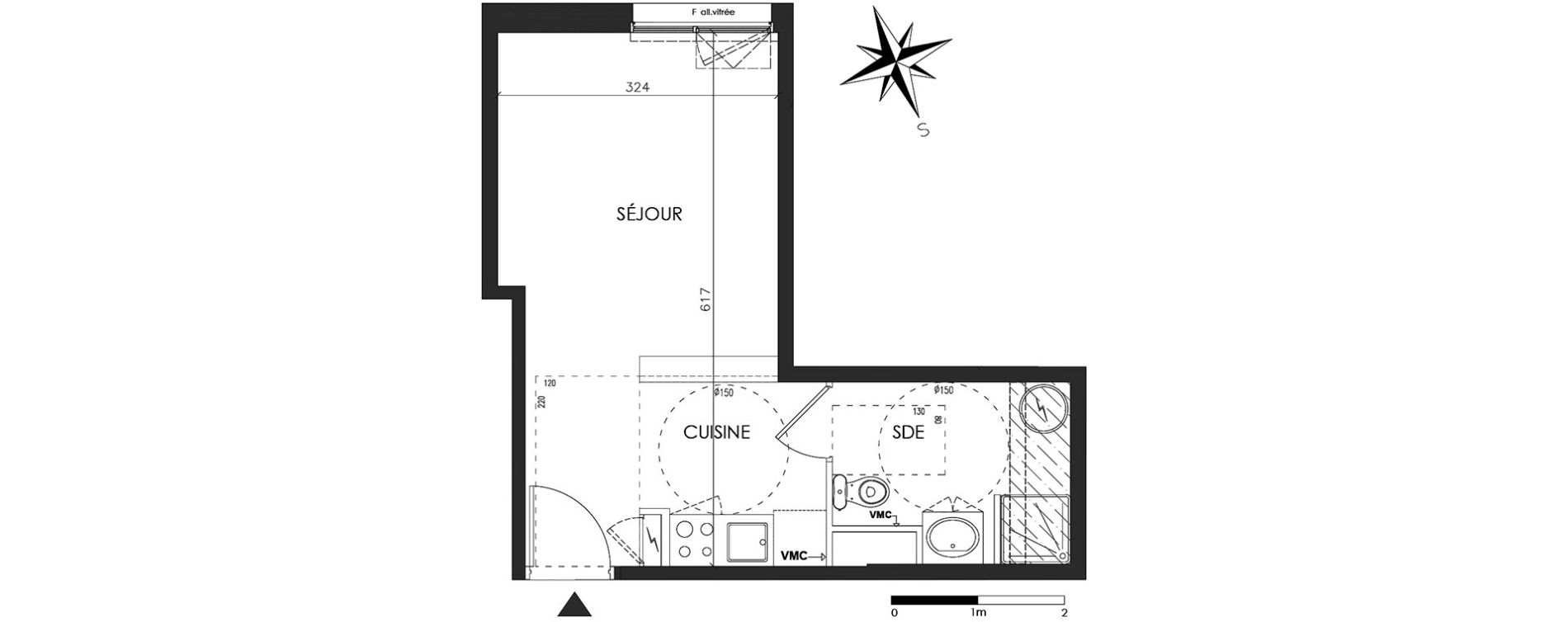 Appartement T1 de 25,27 m2 &agrave; Vannes Beaupr&eacute; - la lande - le hesqueno - grasdor