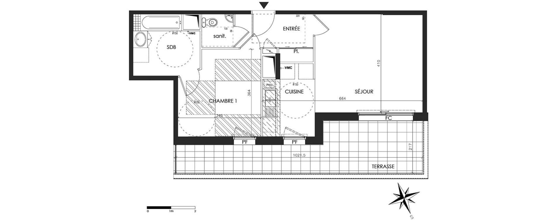 Appartement T2 de 49,49 m2 &agrave; Vannes Beaupr&eacute; - la lande - le hesqueno - grasdor