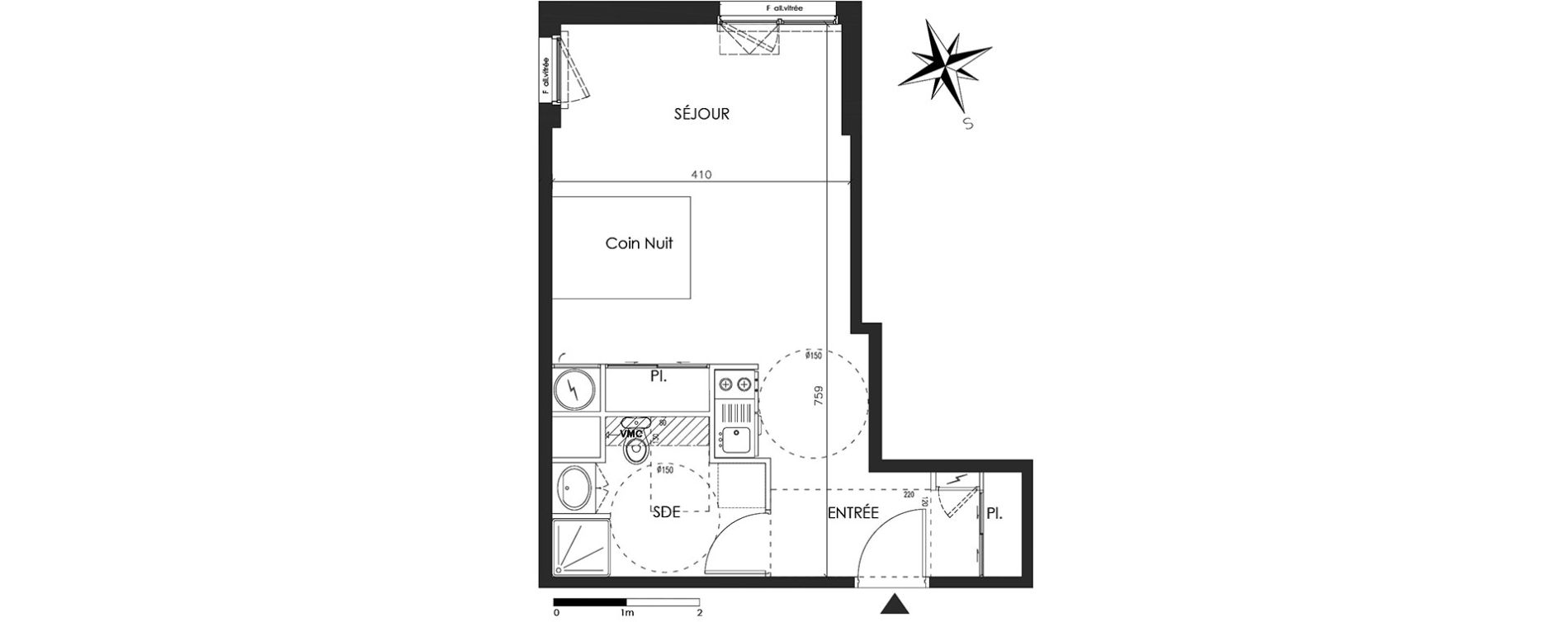 Appartement T1 de 33,26 m2 &agrave; Vannes Beaupr&eacute; - la lande - le hesqueno - grasdor