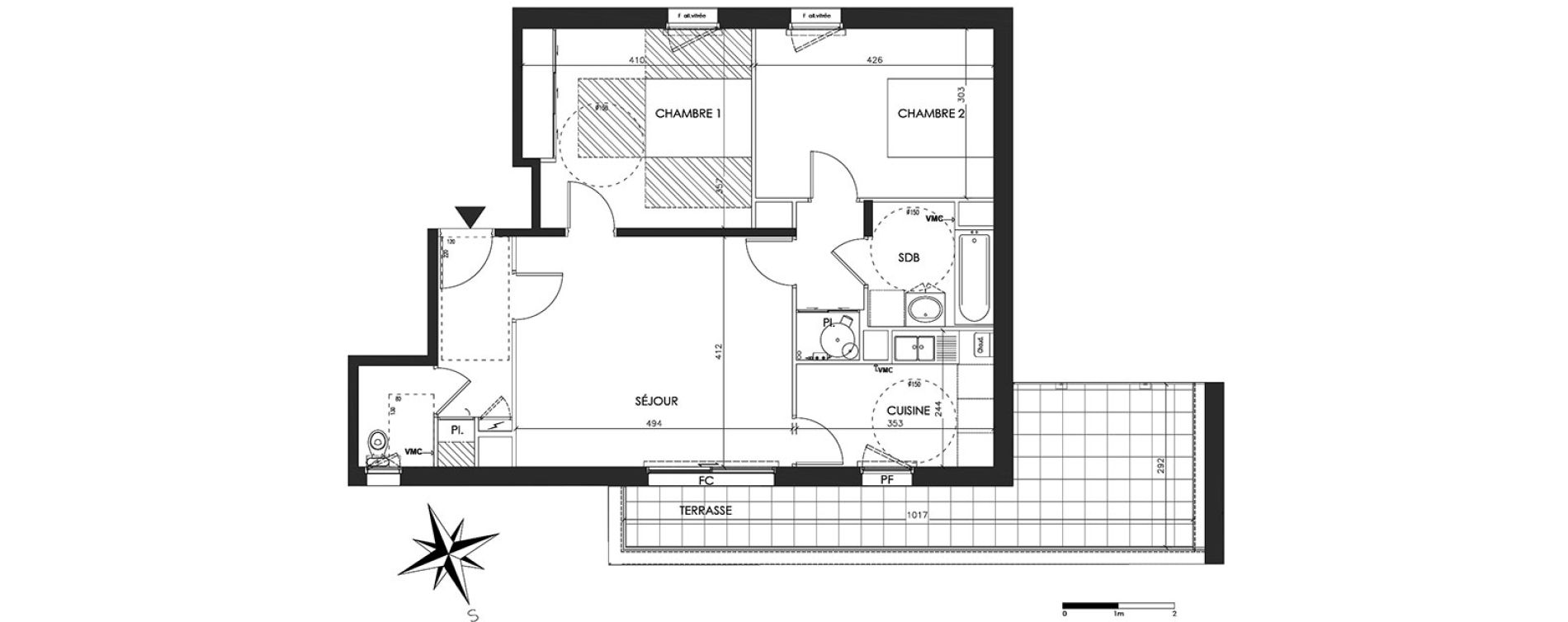 Appartement T3 de 70,17 m2 &agrave; Vannes Beaupr&eacute; - la lande - le hesqueno - grasdor