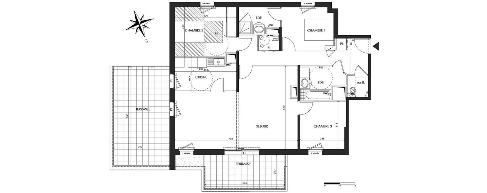 Appartement T5 de 99,87 m2 &agrave; Vannes Beaupr&eacute; - la lande - le hesqueno - grasdor