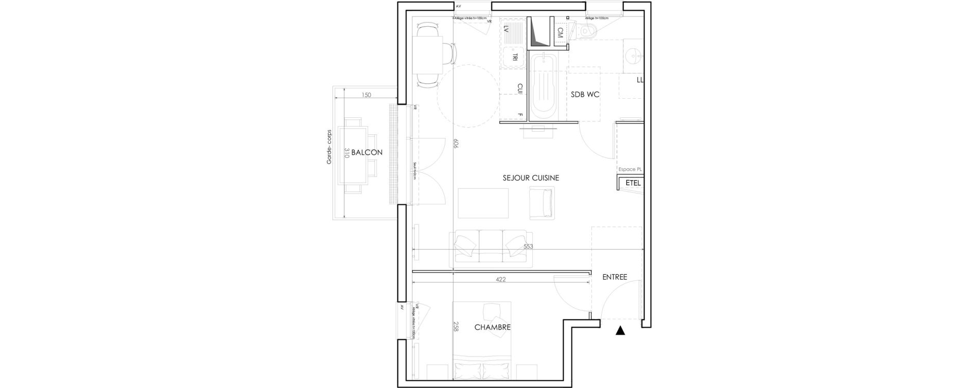 Appartement T2 de 43,99 m2 &agrave; Bourges Gibjoncs