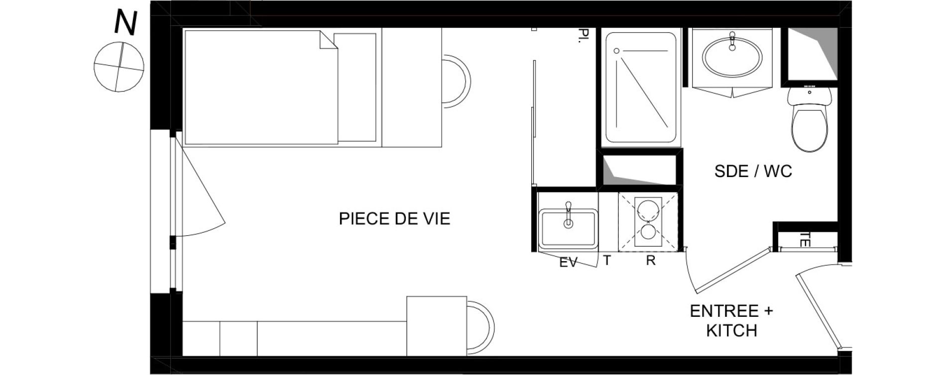 Appartement T1 de 20,52 m2 &agrave; Bourges Lahitolle