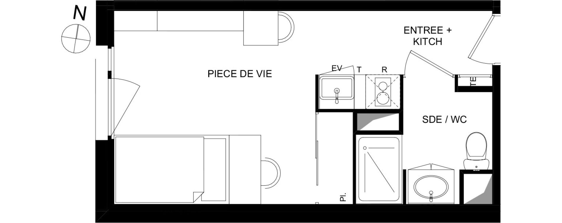 Appartement T1 de 20,93 m2 &agrave; Bourges Lahitolle