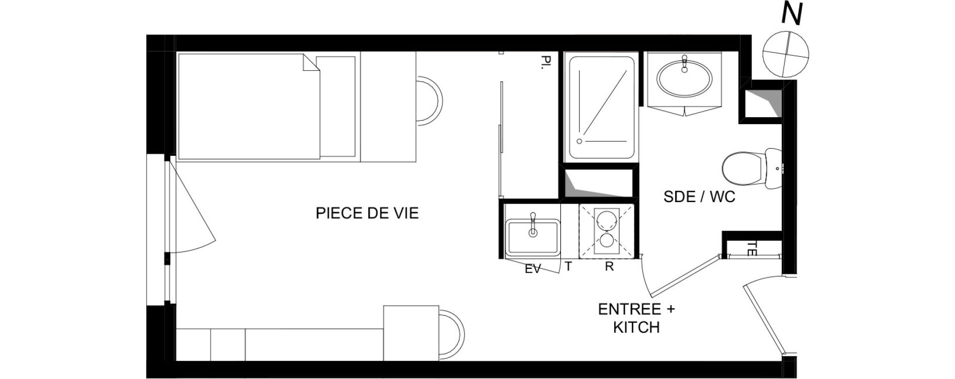 Appartement T1 de 20,90 m2 &agrave; Bourges Lahitolle