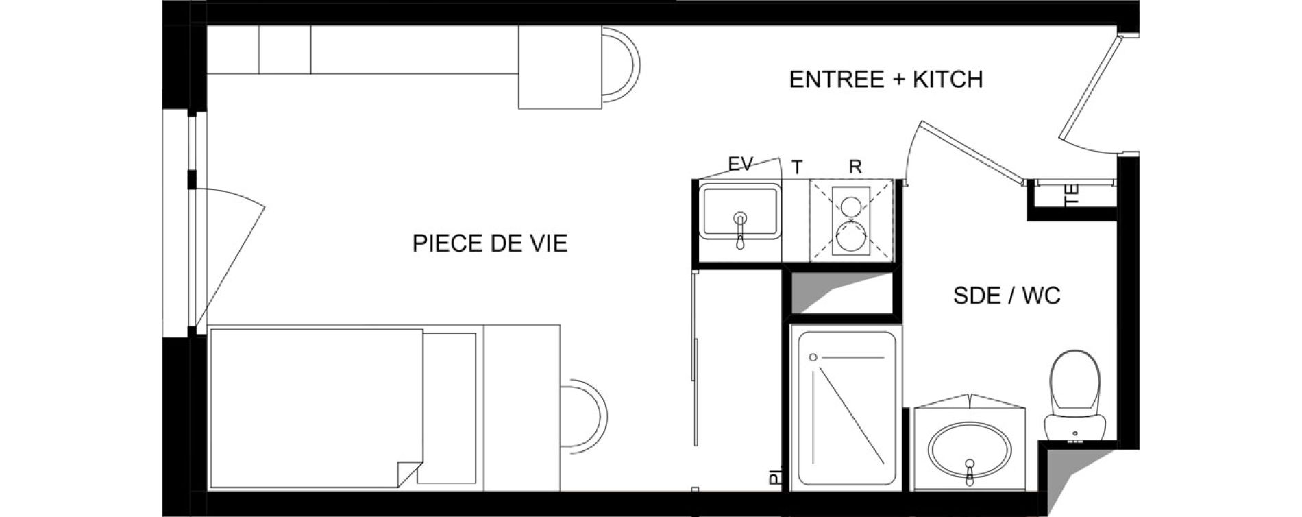 Appartement T1 de 21,06 m2 &agrave; Bourges Lahitolle