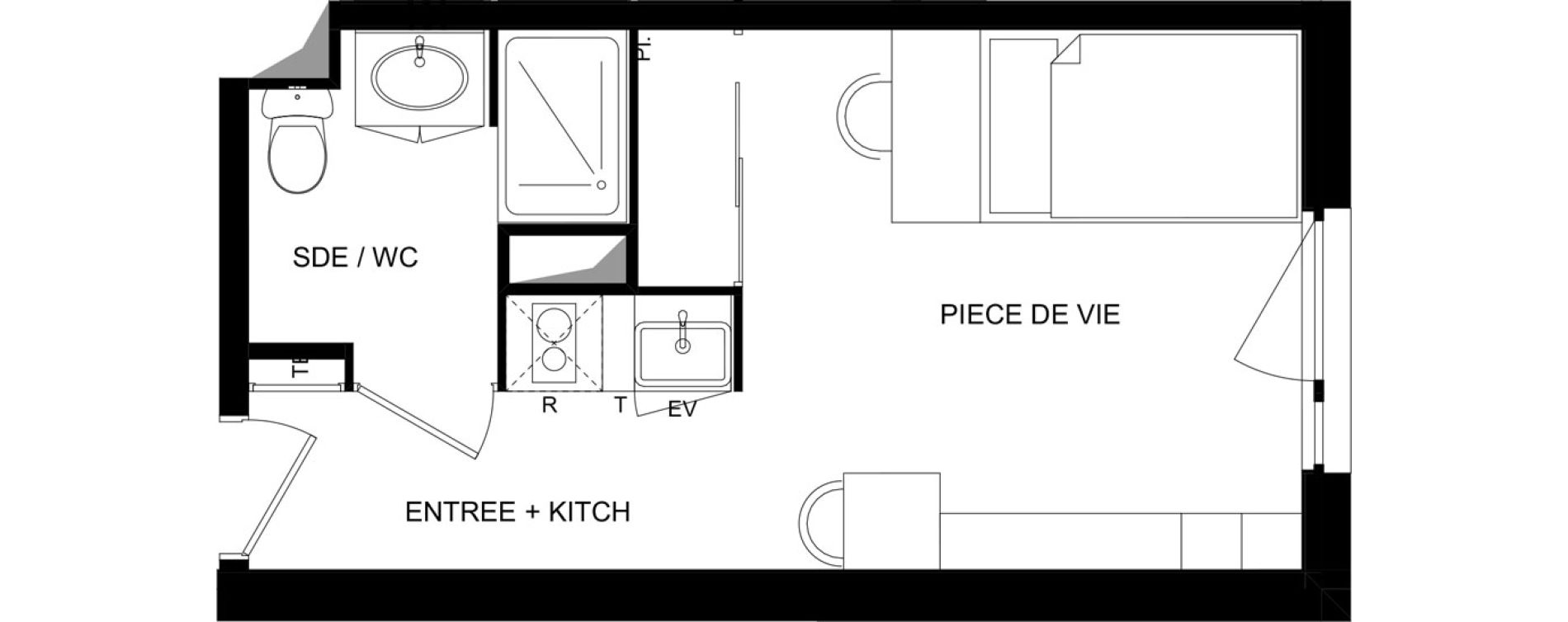 Appartement T1 de 20,99 m2 &agrave; Bourges Lahitolle
