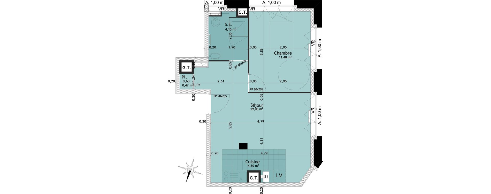 Appartement T2 de 39,68 m2 &agrave; Bourges Centre ville