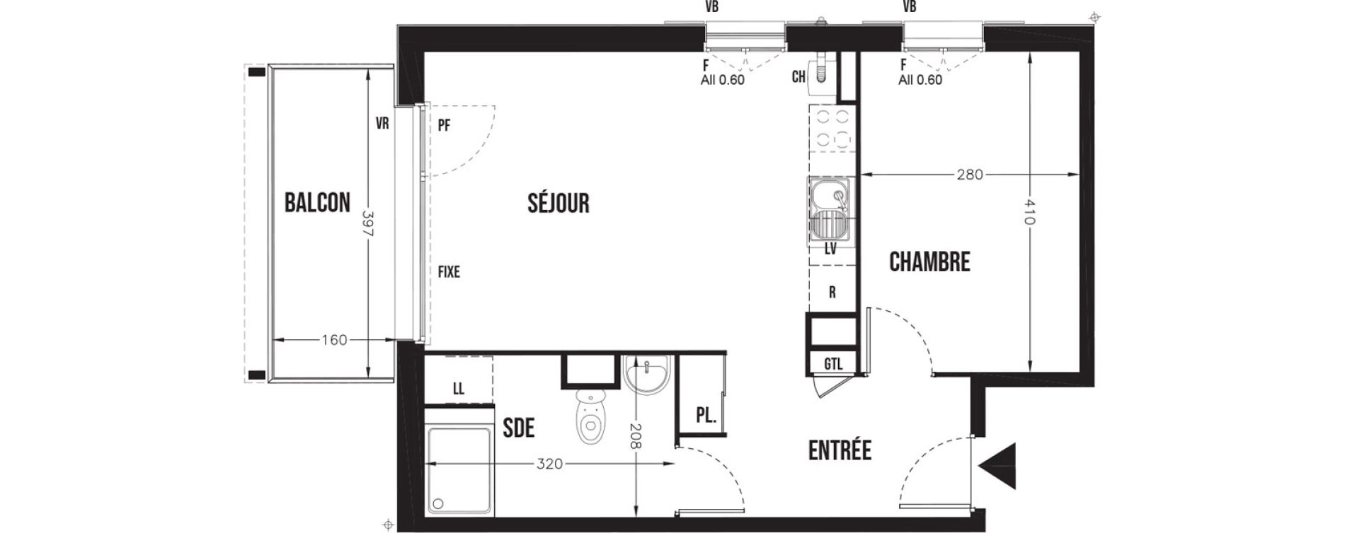 Appartement T2 de 45,50 m2 &agrave; Champhol Centre