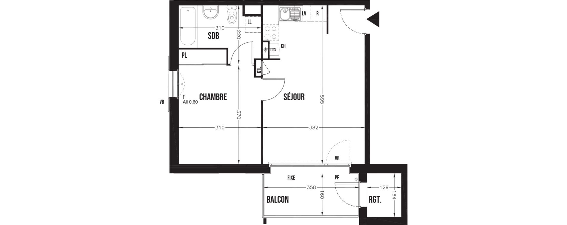 Appartement T2 de 40,28 m2 &agrave; Champhol Centre