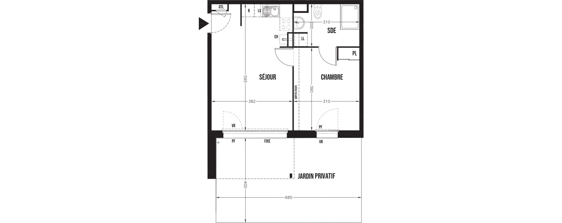 Appartement T2 de 40,15 m2 &agrave; Champhol Centre