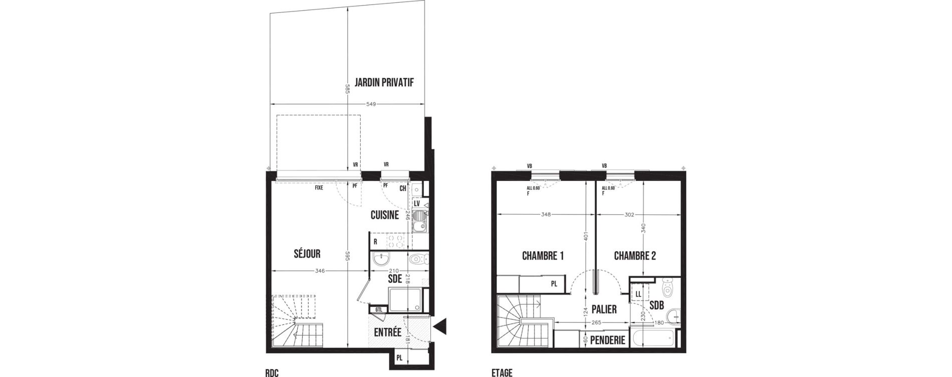 Duplex T3 de 65,30 m2 &agrave; Champhol Centre