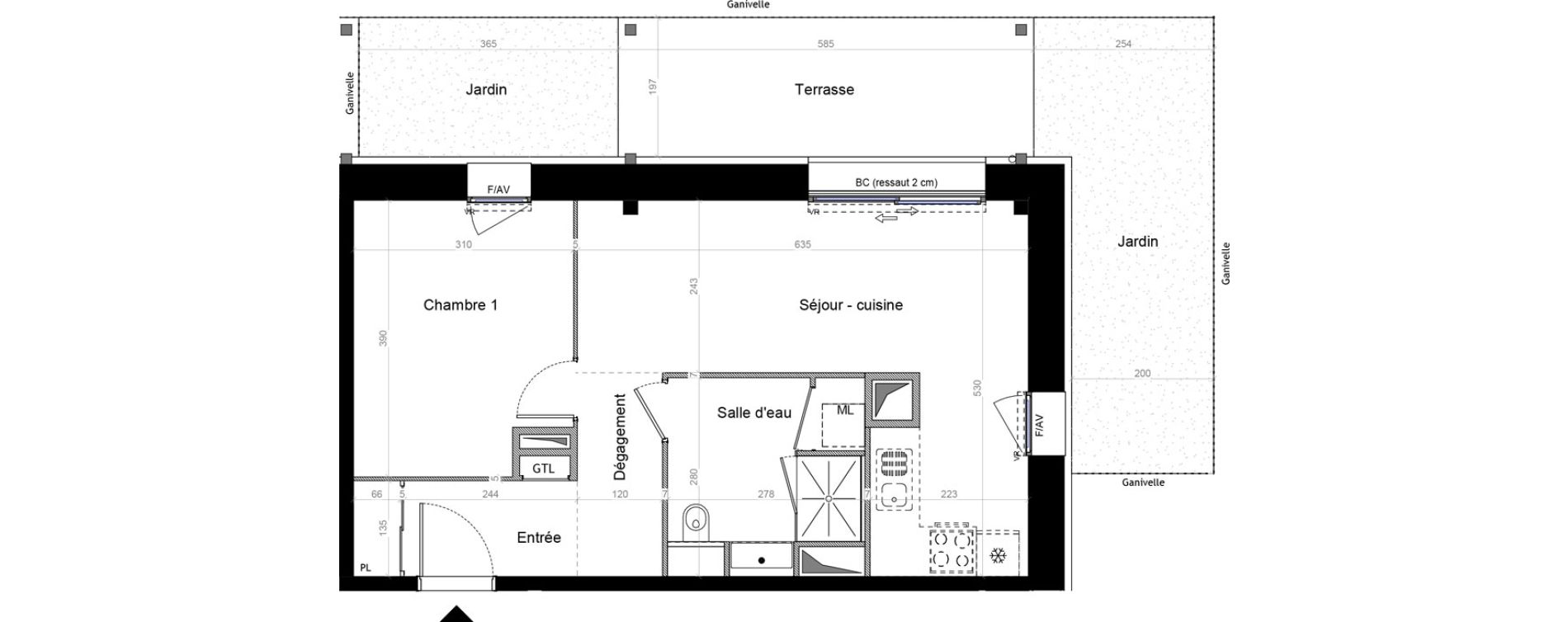 Appartement T2 de 47,76 m2 &agrave; Champhol Zac des antennes