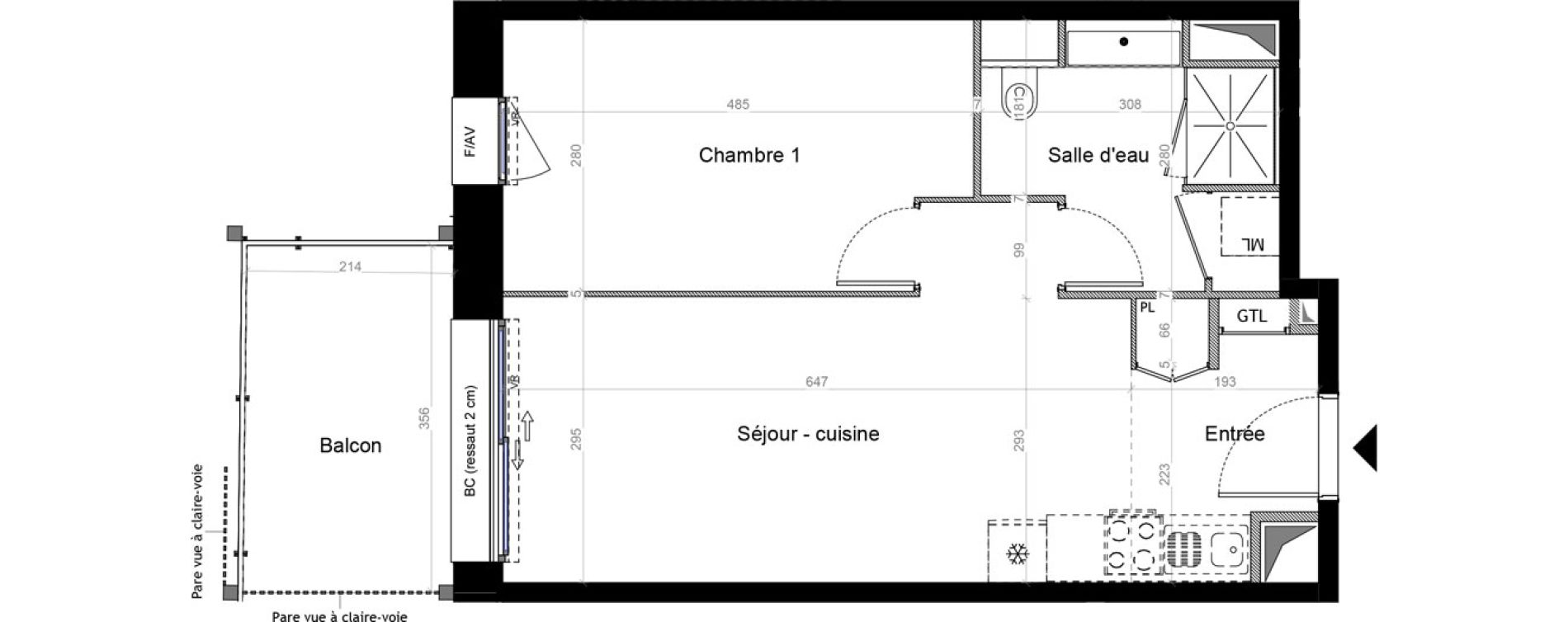 Appartement T2 de 45,47 m2 &agrave; Champhol Zac des antennes