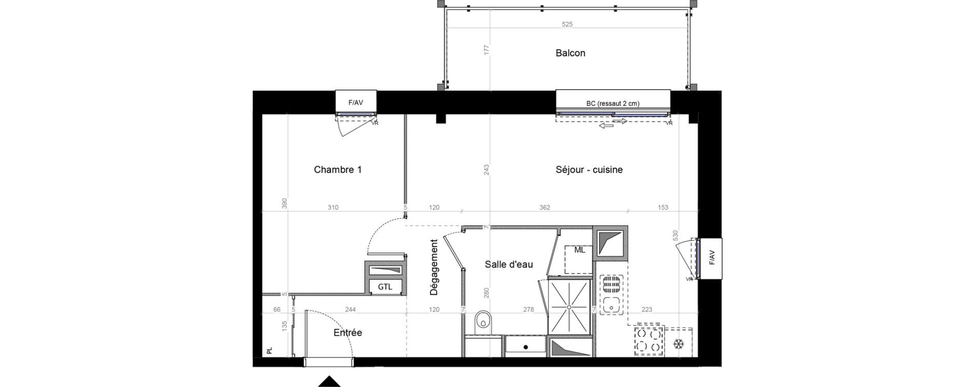 Appartement T2 de 47,76 m2 &agrave; Champhol Zac des antennes