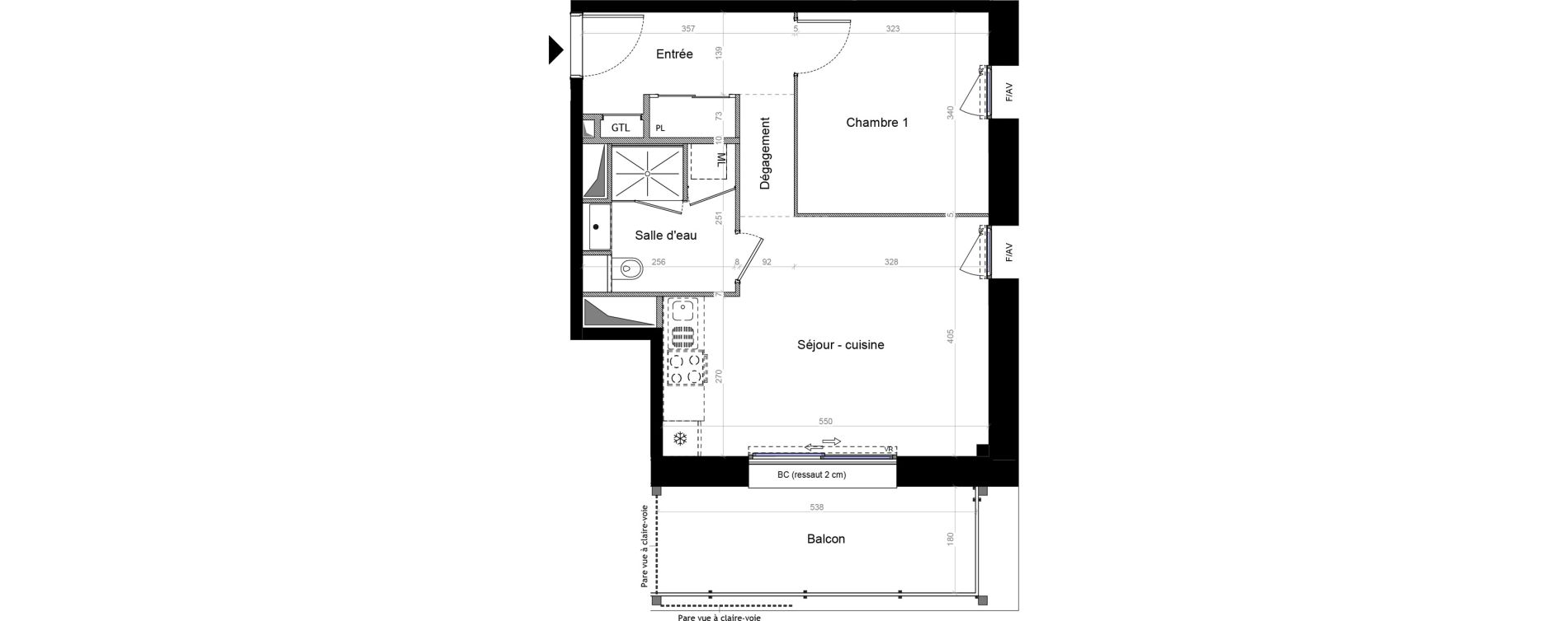 Appartement T2 de 45,85 m2 &agrave; Champhol Zac des antennes