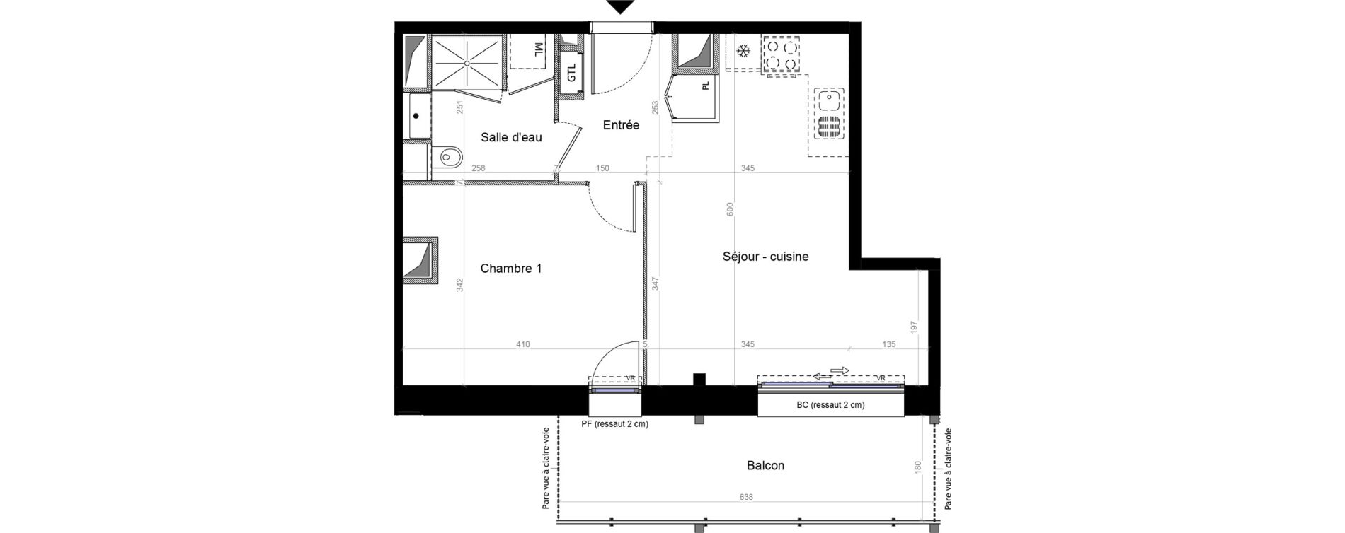 Appartement T2 de 45,63 m2 &agrave; Champhol Zac des antennes
