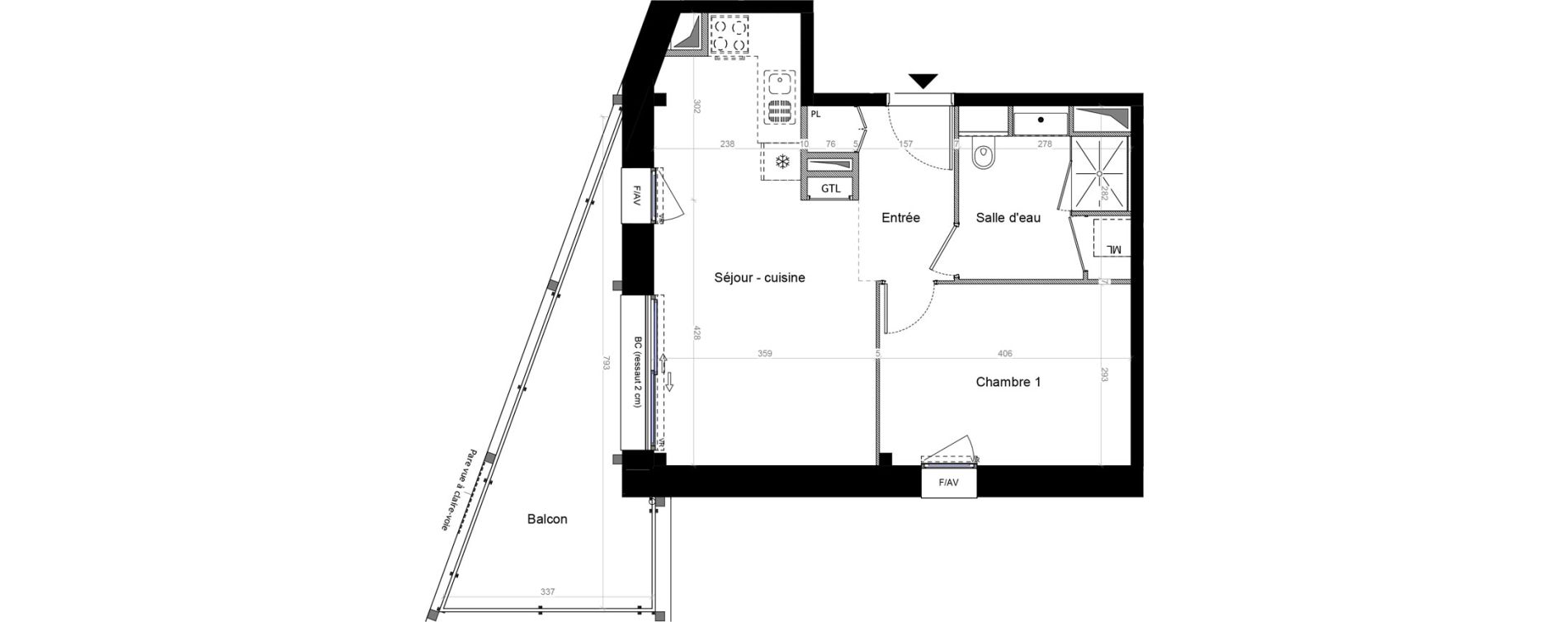 Appartement T2 de 45,66 m2 &agrave; Champhol Zac des antennes