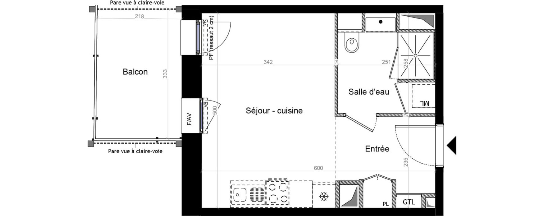 Appartement T1 de 28,31 m2 &agrave; Champhol Zac des antennes