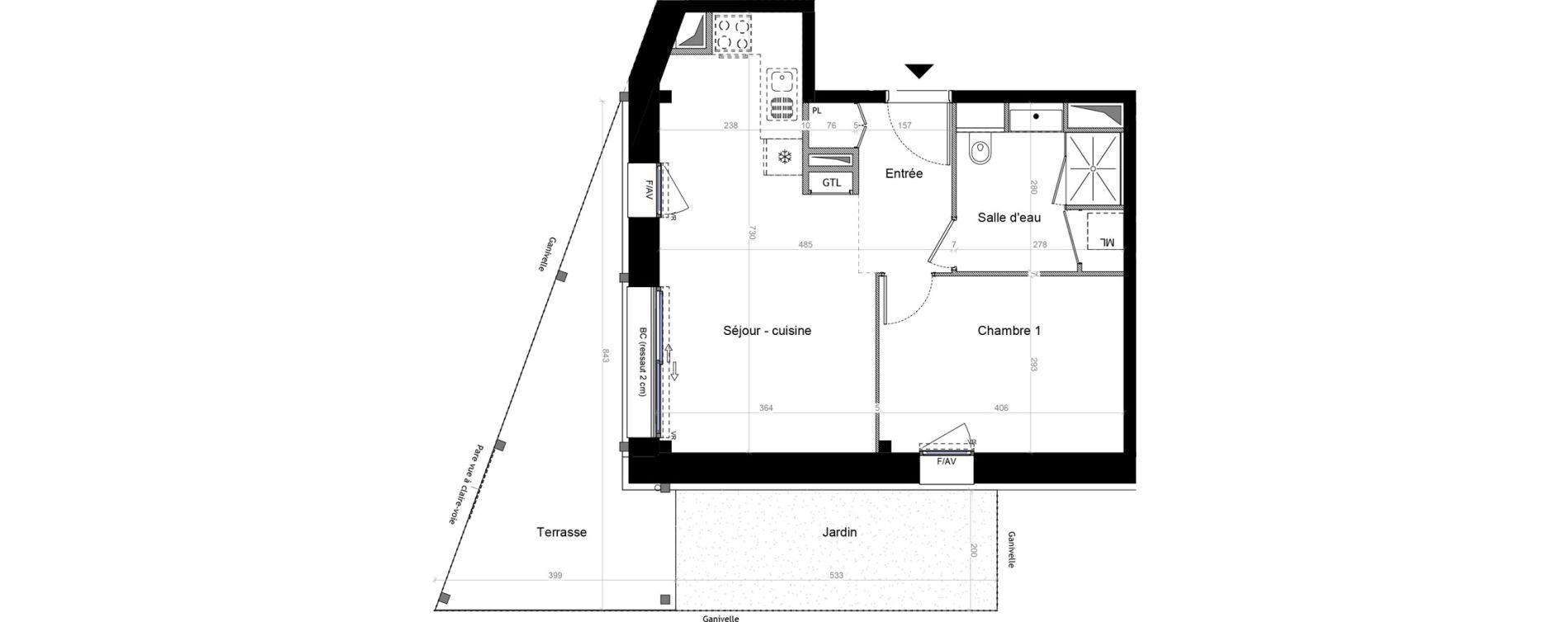 Appartement T2 de 45,66 m2 &agrave; Champhol Zac des antennes