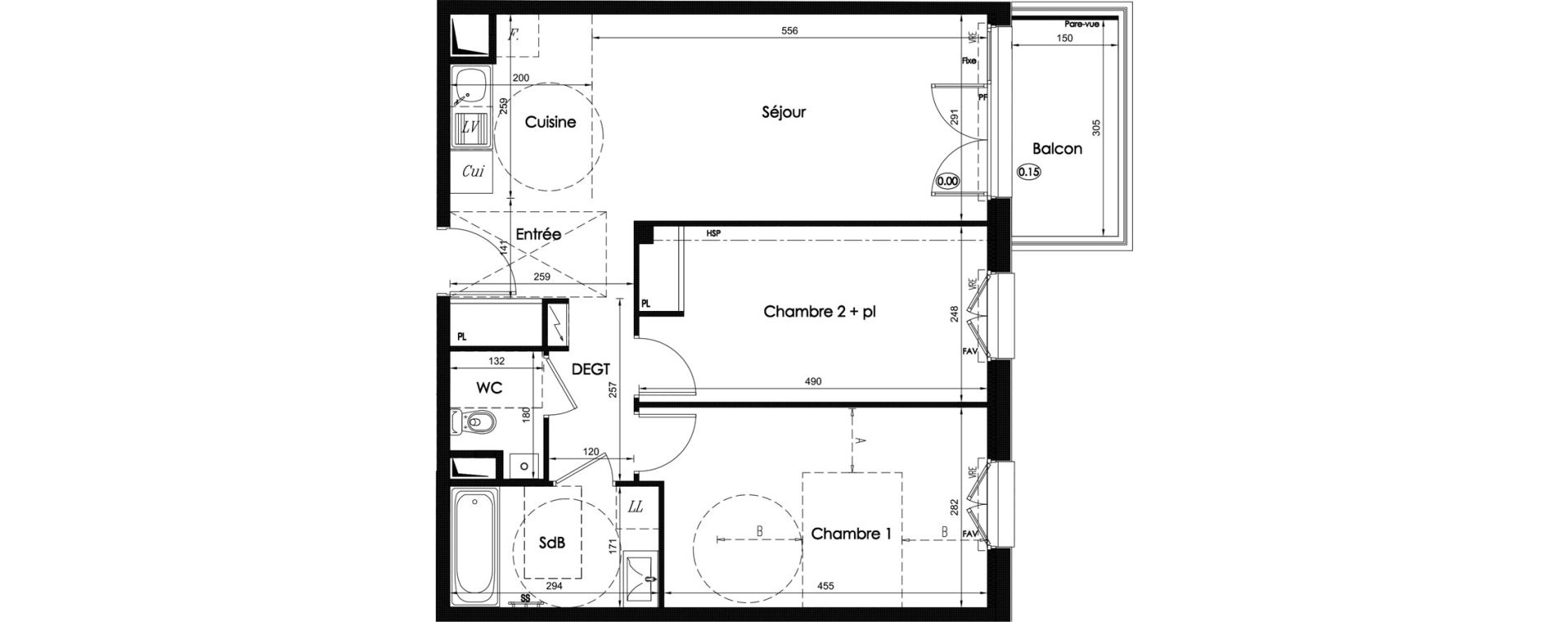 Appartement T3 de 60,49 m2 &agrave; Chartres Hauts de chartres