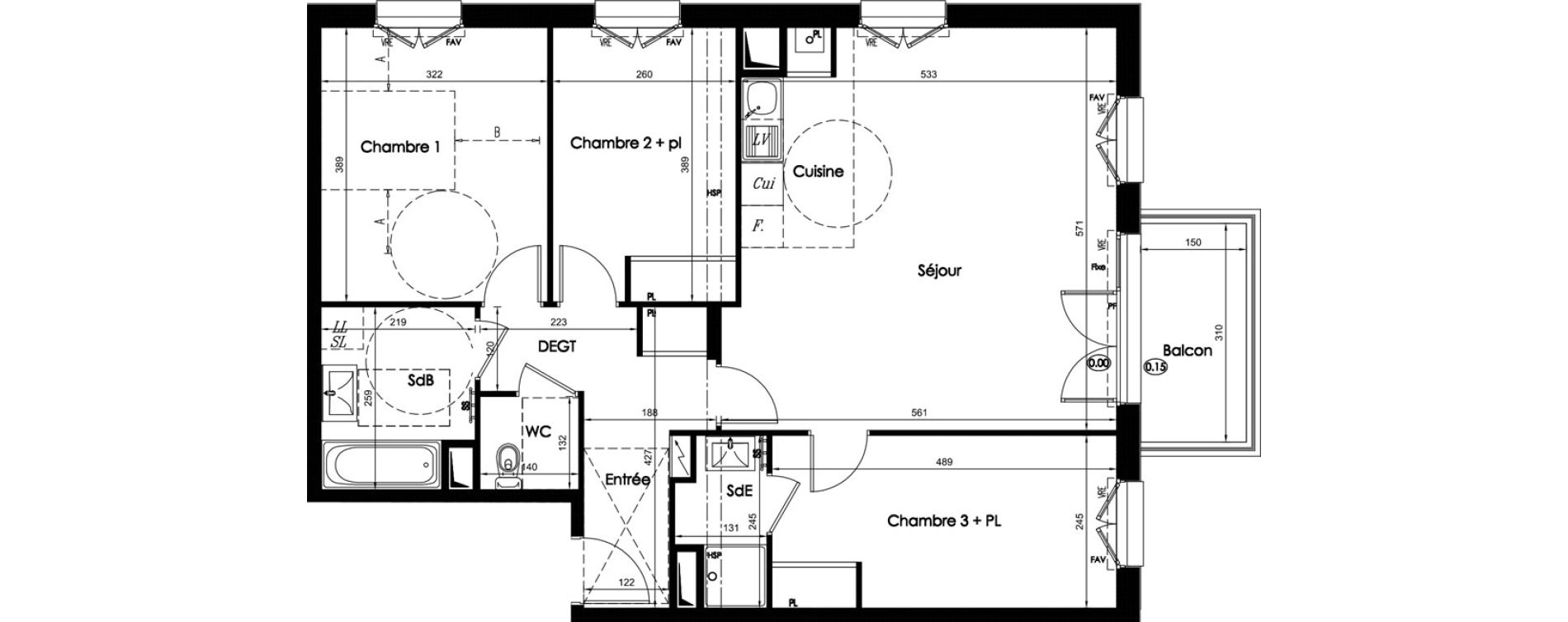 Appartement T4 de 82,75 m2 &agrave; Chartres Hauts de chartres