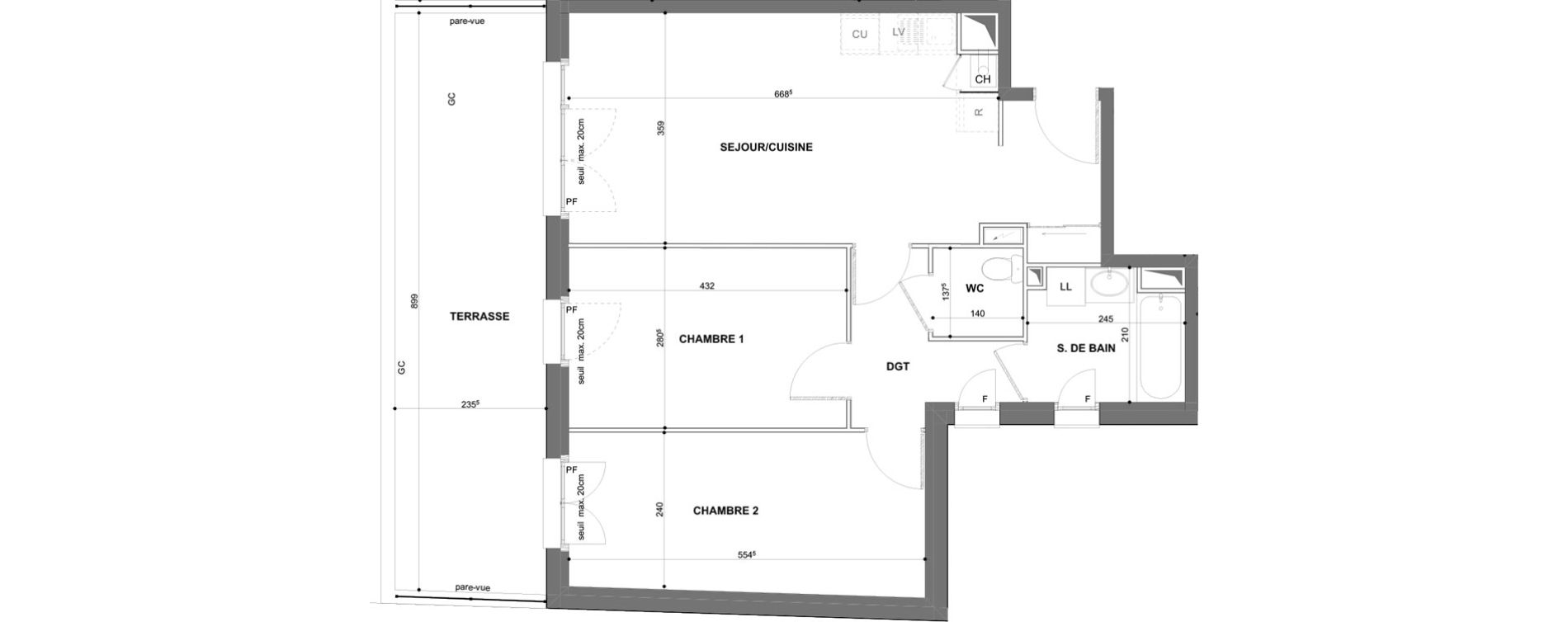 Appartement T3 de 64,43 m2 &agrave; Chartres Hotel-dieu - grand faubourg