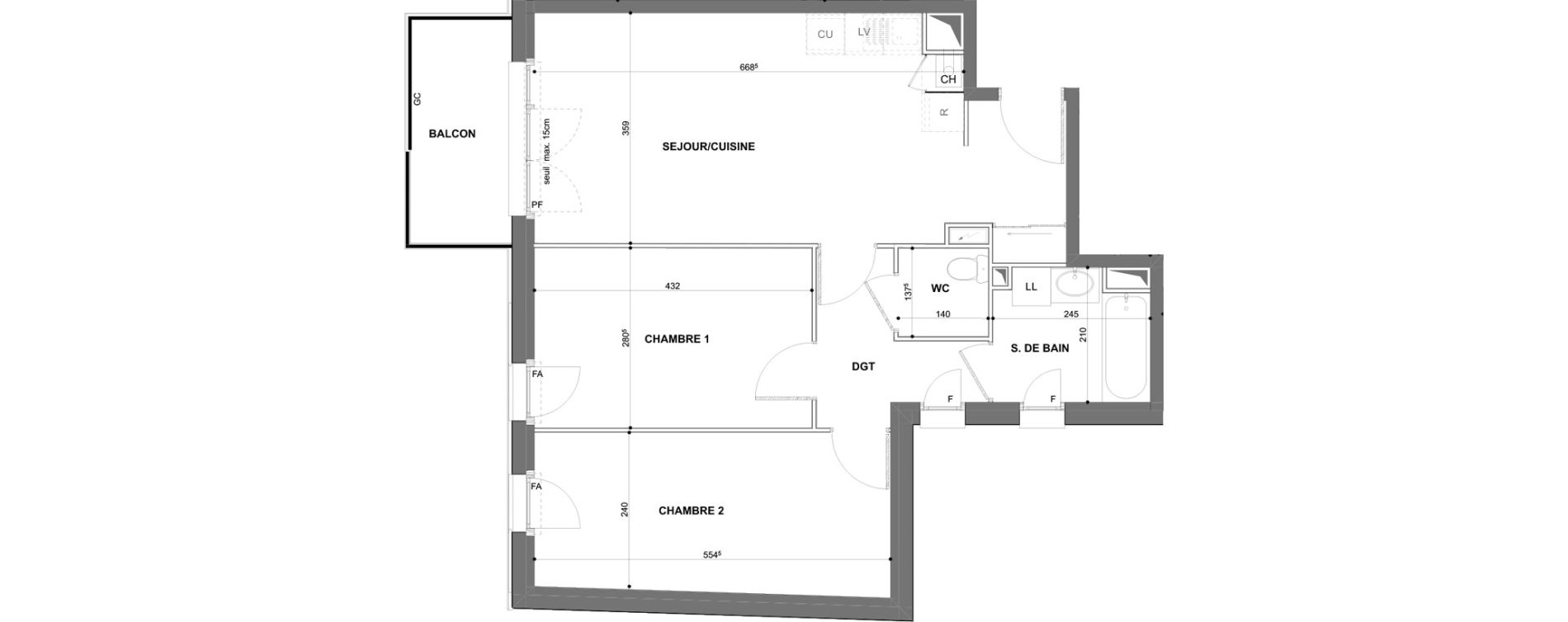 Appartement T3 de 64,43 m2 &agrave; Chartres Hotel-dieu - grand faubourg