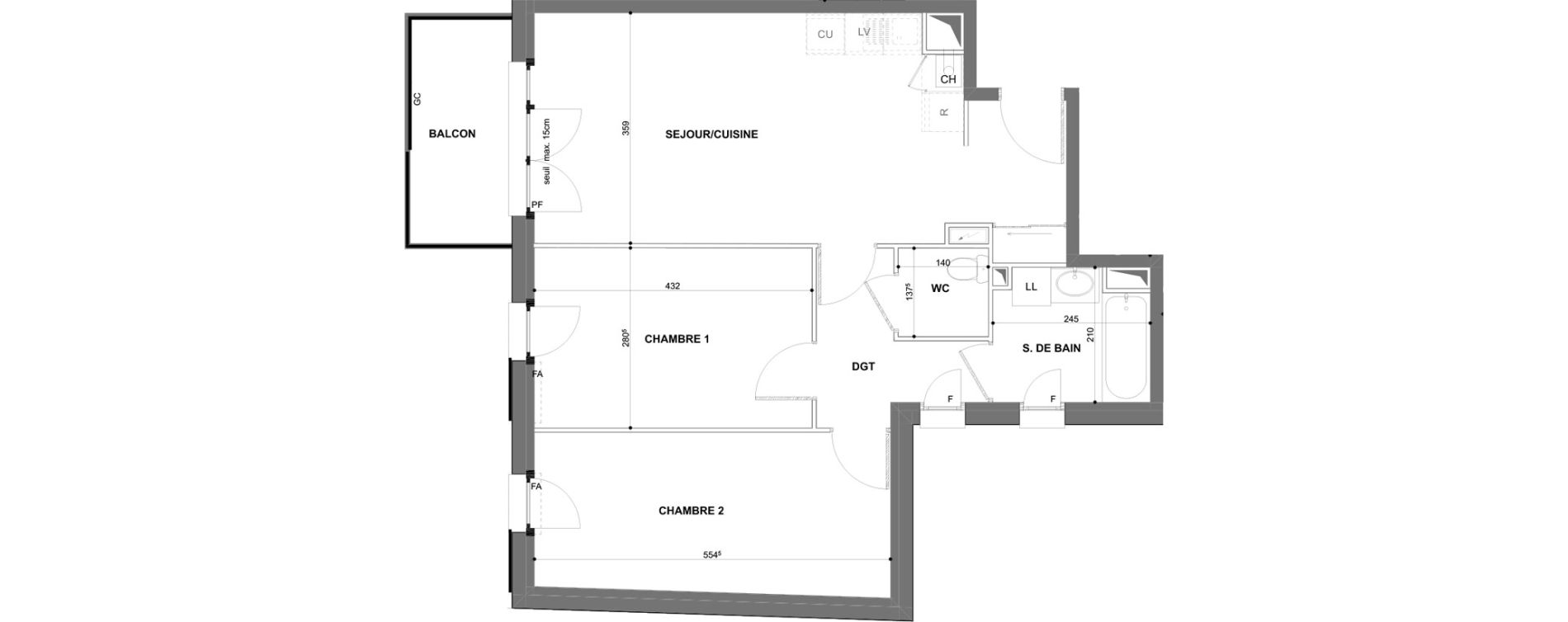 Appartement T3 de 64,43 m2 &agrave; Chartres Hotel-dieu - grand faubourg