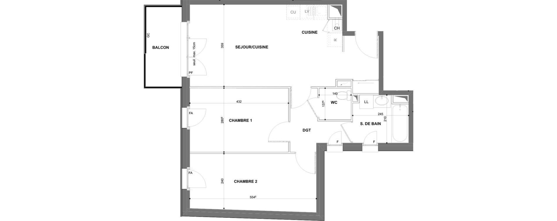 Appartement T3 de 64,43 m2 &agrave; Chartres Hotel-dieu - grand faubourg