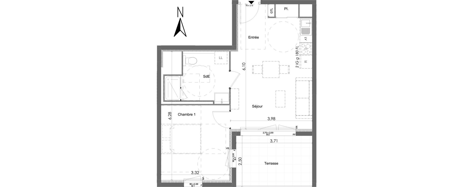 Appartement T2 de 41,15 m2 &agrave; Chartres Beaulieu - lavoisier - petits clos