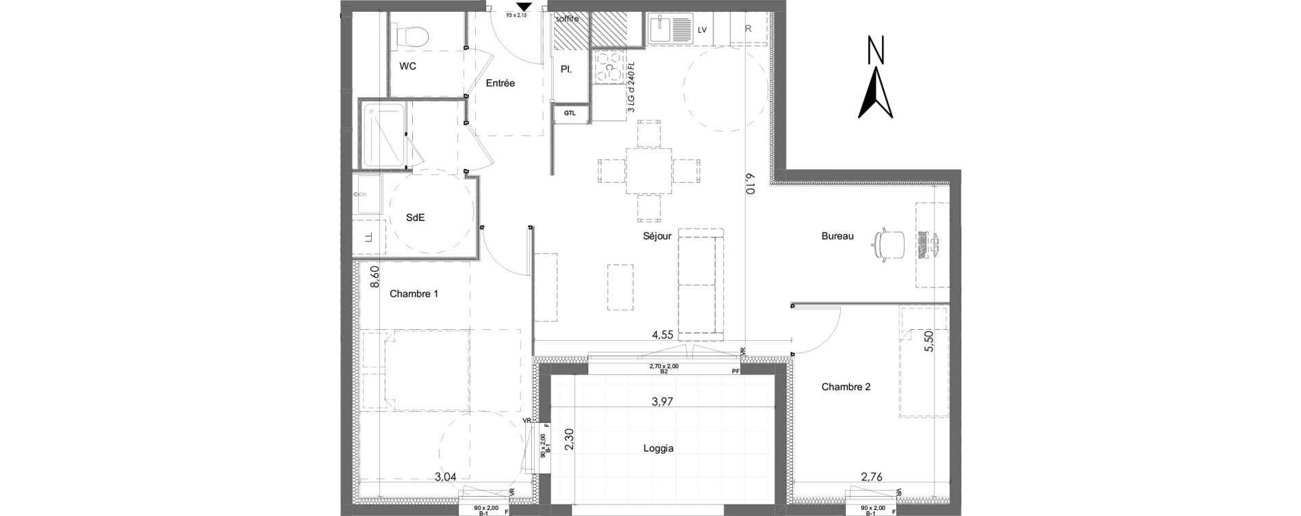 Appartement T3 de 65,48 m2 &agrave; Chartres Beaulieu - lavoisier - petits clos