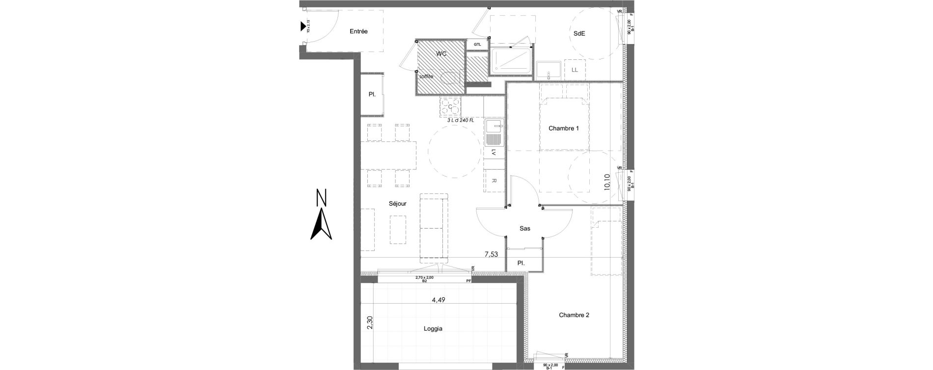 Appartement T3 de 62,81 m2 &agrave; Chartres Beaulieu - lavoisier - petits clos