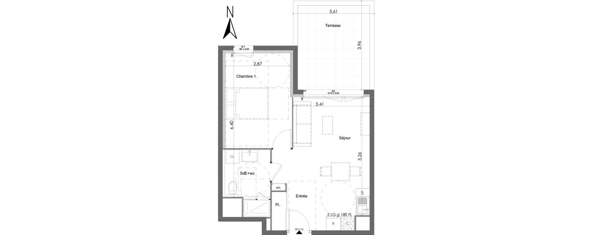 Appartement T2 de 40,76 m2 &agrave; Chartres Beaulieu - lavoisier - petits clos