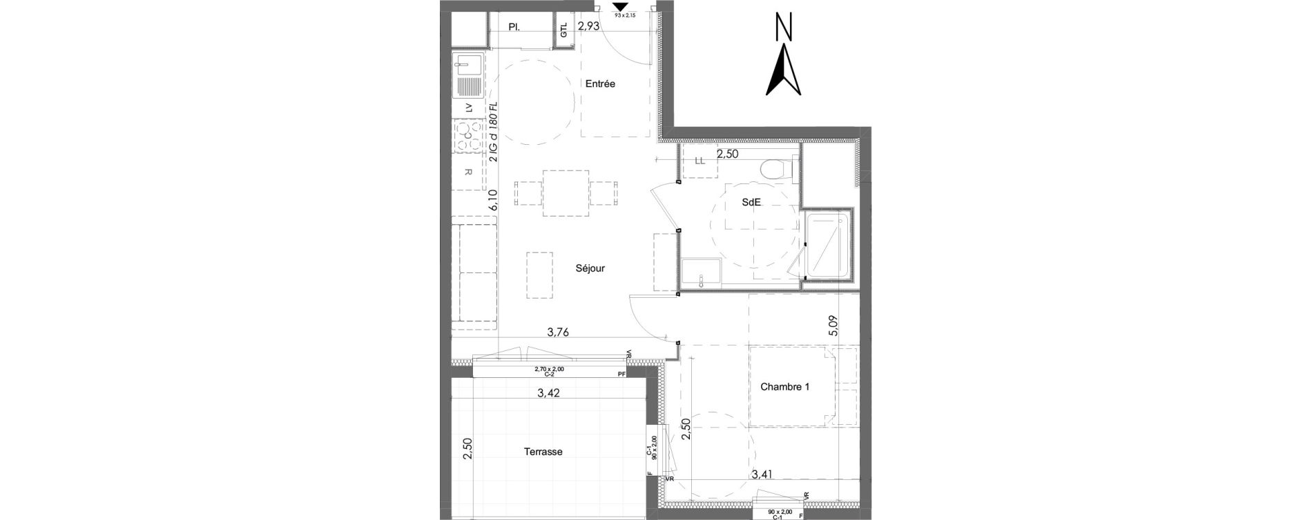 Appartement T2 de 40,84 m2 &agrave; Chartres Beaulieu - lavoisier - petits clos