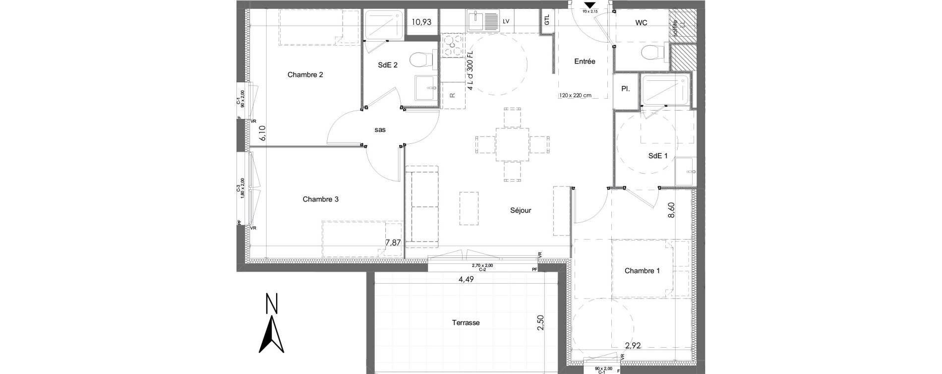 Appartement T4 de 70,14 m2 &agrave; Chartres Beaulieu - lavoisier - petits clos