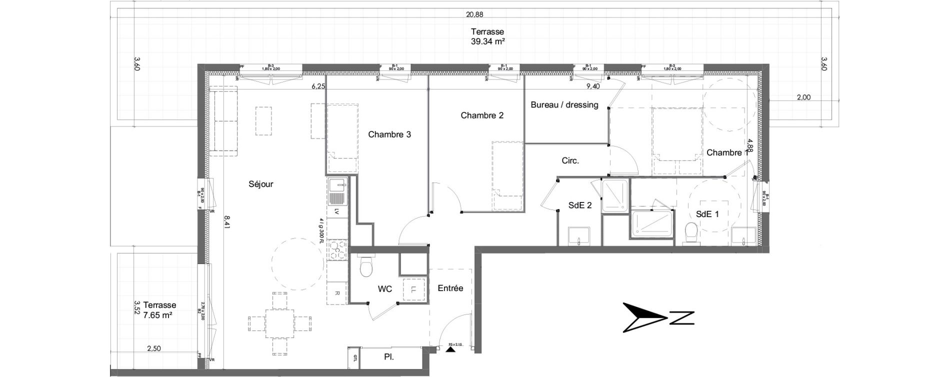 Appartement T4 de 97,09 m2 &agrave; Chartres Beaulieu - lavoisier - petits clos